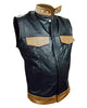 Cowhide leather Vest Waistcoat Black Brown