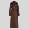 Genuine Leather Women's Brown Long Trench Coat