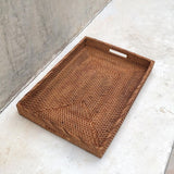 Large handwoven rattan wicker serving tray
