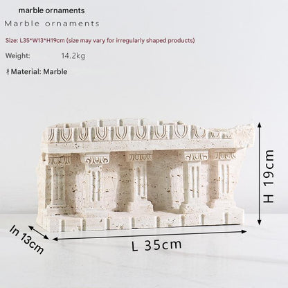 Roman  Yellow Travertine Marble Column Ornament