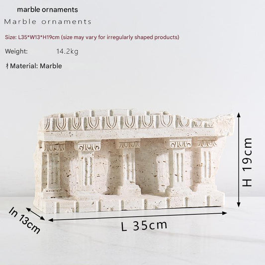 Roman  Yellow Travertine Marble Column Ornament
