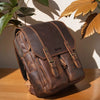 brown leather backpack men