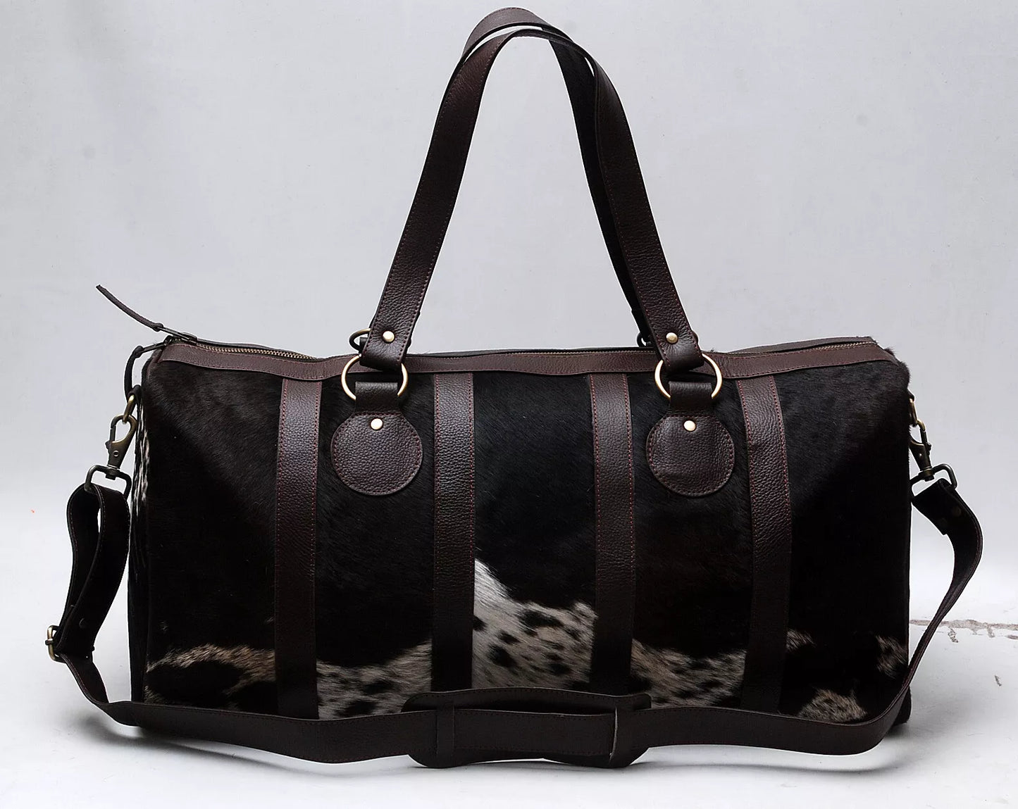 Cow Print Weekender Black & White Cowhide Overnight Bag