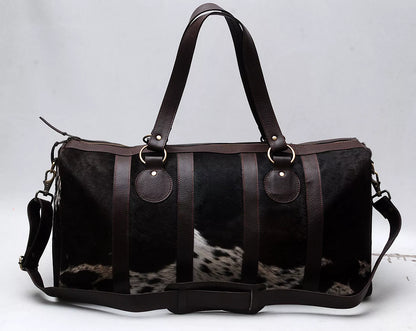 Cow Print Weekender Black & White Cowhide Overnight Bag