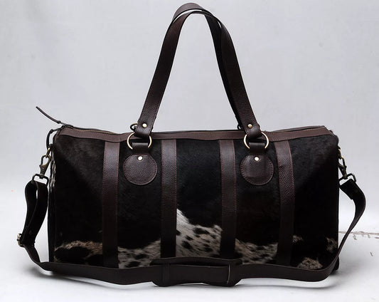 Cow Print Weekender Black & White Cowhide Overnight Bag