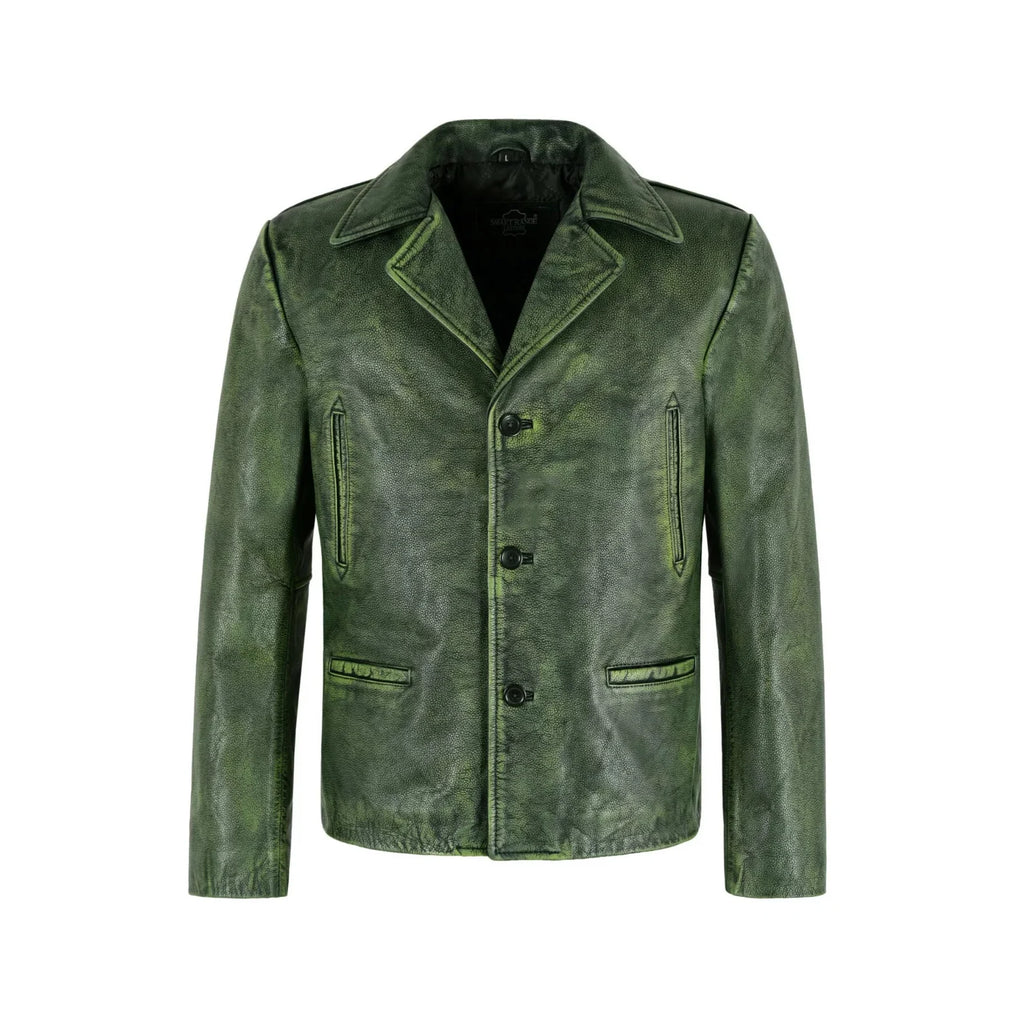 Green Leather Jacket Vintage Blazer