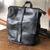 Black Leather Backpack for Women with Laptop Compartment