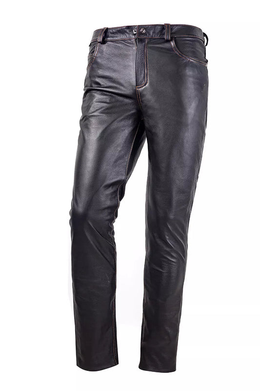 Dark Brown Men's Real Leather Pant