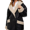 Shearling Leather Black Bomber Jacket for Women