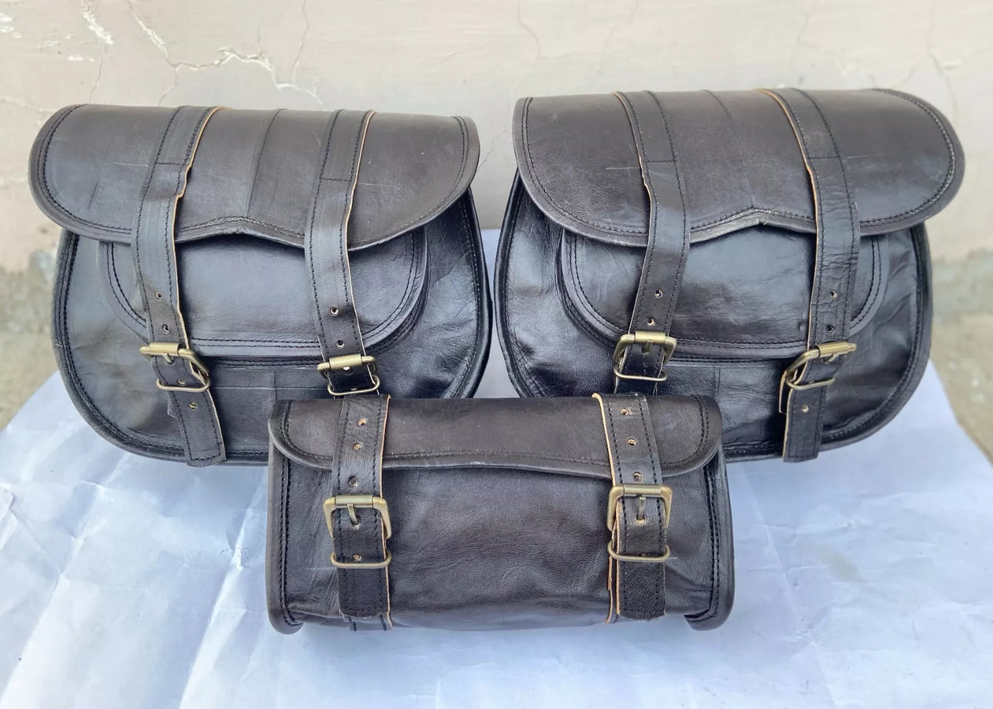 real black leather saddle bags for motorcycle