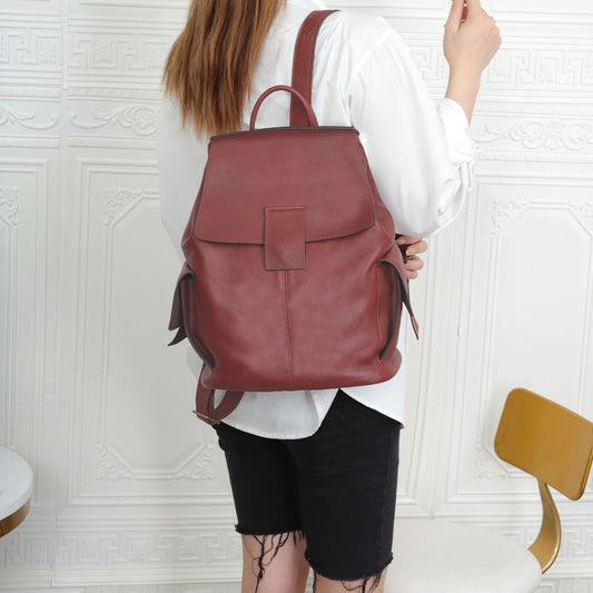 Women Leather Backpack – Large Capacity Cowhide Bag