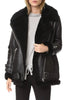 leather bomber jacket with fur collar women's