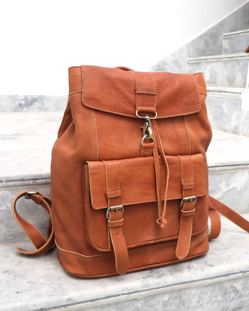 Leather Anniversary Backpack With Draw Strings