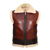 New Mens Vest Bomber Leather Shearling