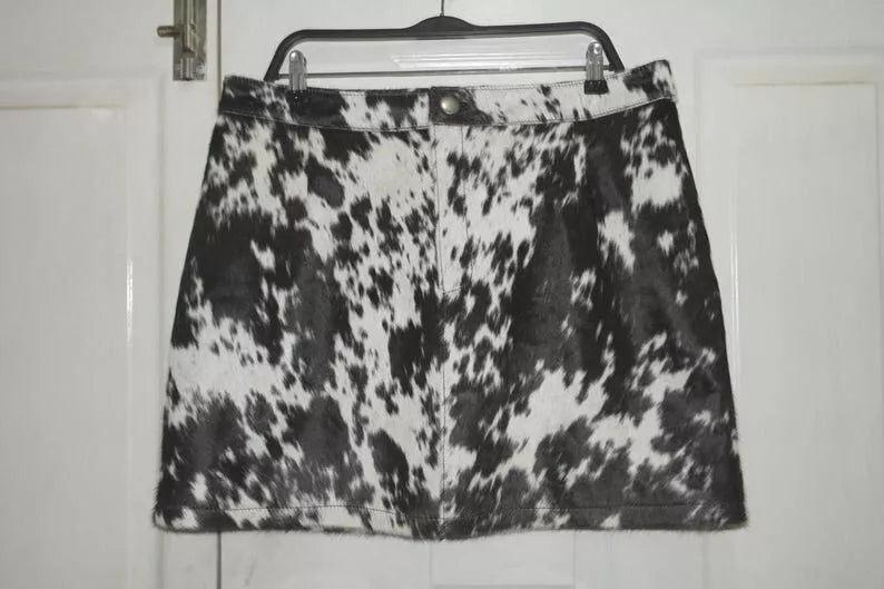 Hair On Cowhide Skirt Black White