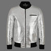 Silver Metallic Men's Leather Jacket