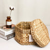 Set of 2 wicker hexagon water hyacinth storage baskets