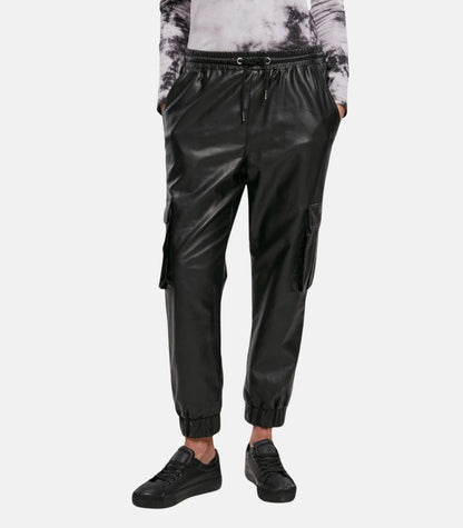 Women Side Pockets Leather Trouser