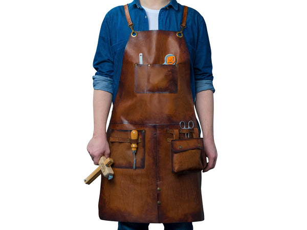 Genuine Leather Brown Woodworking Apron