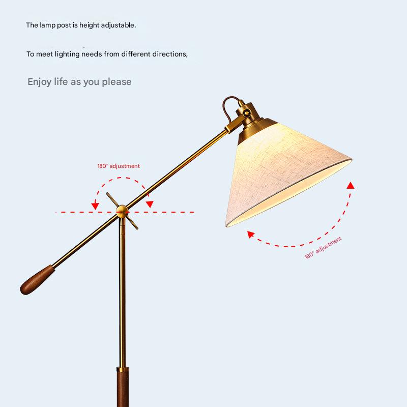 Fishing arm retro floor lamp for reading