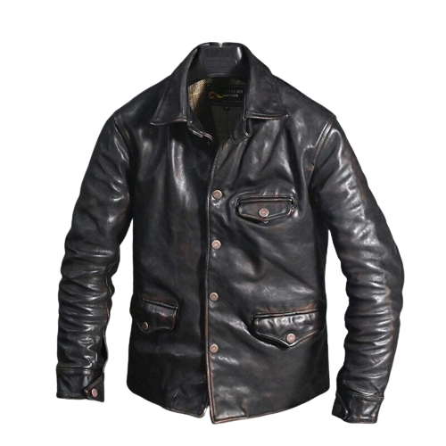 Mens Vintage Distressed Black Motorcycle Jacket