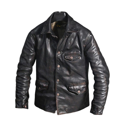 Mens Vintage Distressed Black Motorcycle Jacket