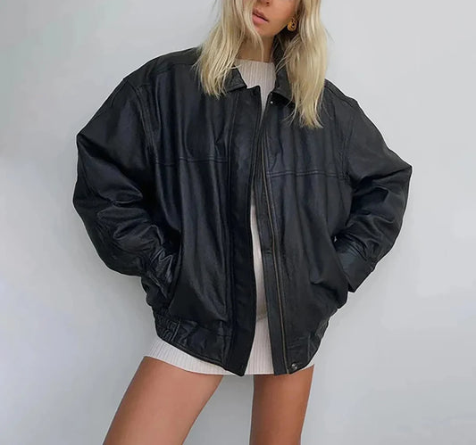 Oversized Leather Ladies Jacket