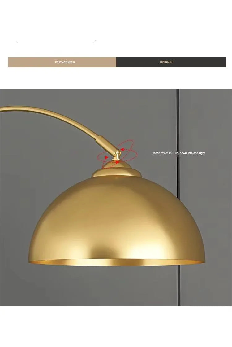 Modern arc floor lamp with wireless charging and drawer