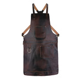Dark Brown Real Leather BBQ Apron