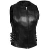 Slim fit Women's Black Leather Biker Vest