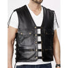 Men's Real lambskin Black leather Vest