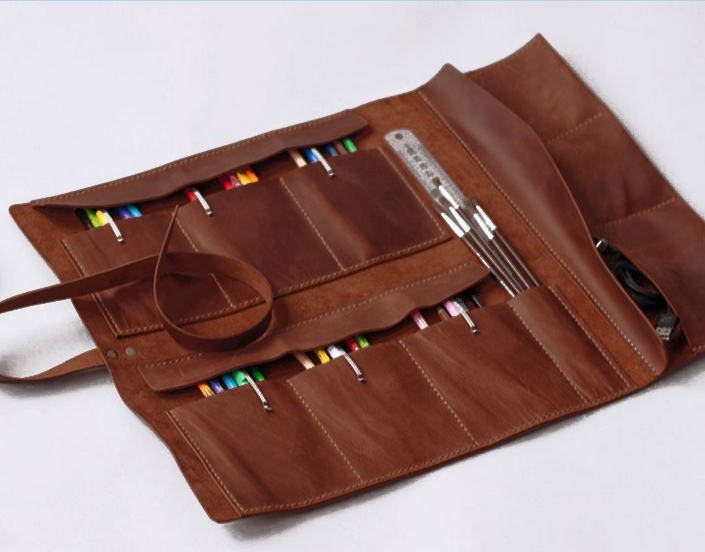 genuine leather pencil case roll