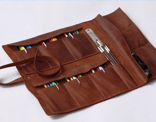 genuine leather pencil case roll