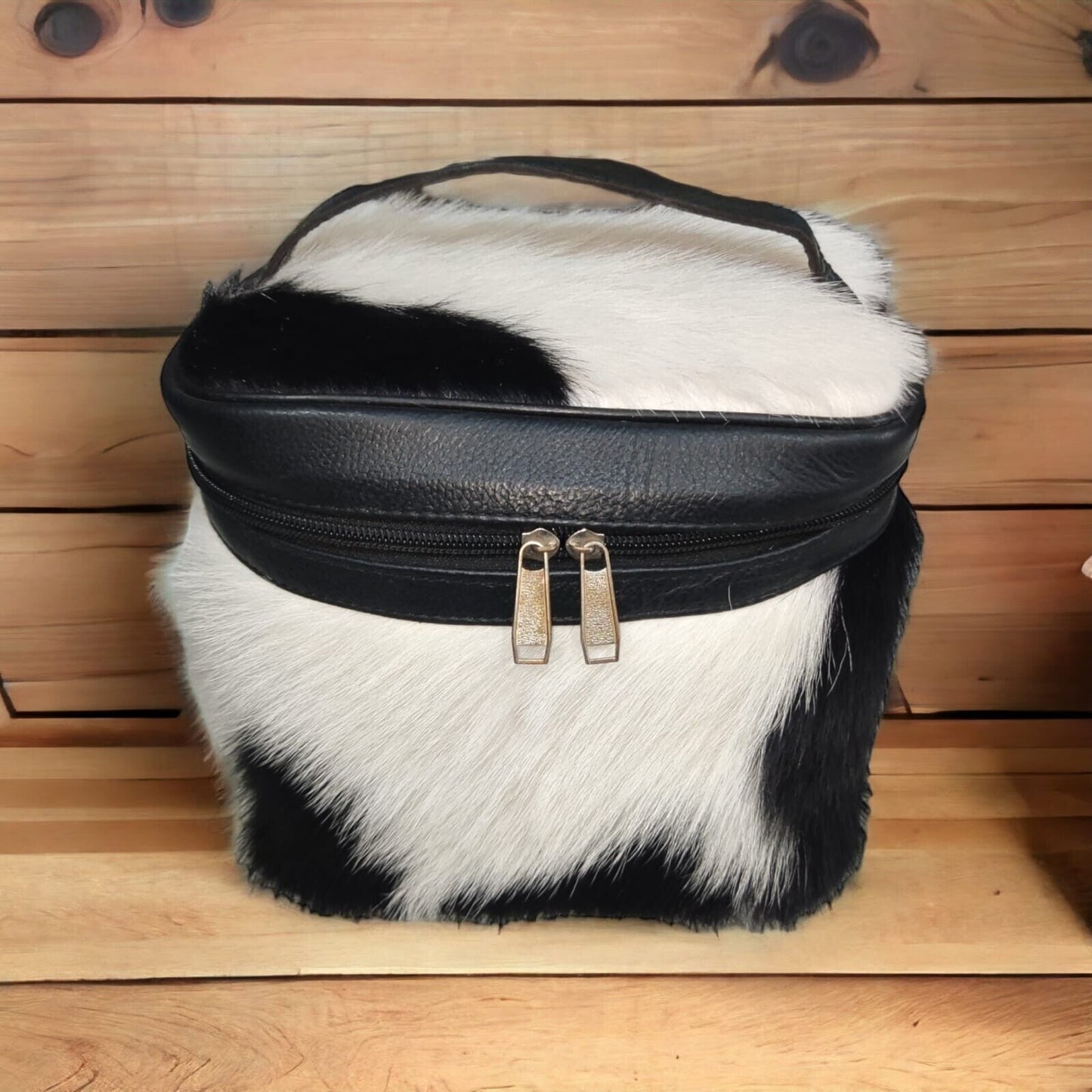 Real Cowhide Fur Makeup Cosmetic Purse