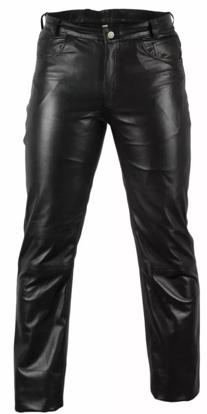 Men's Real Leather Moto Biker Pants