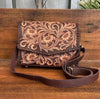 Tooled Leather Crossbody Sling Bag