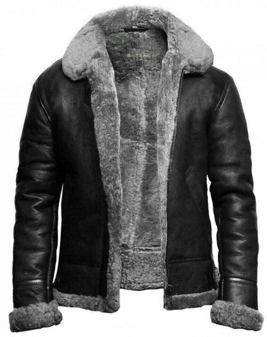 Real Leather Shearling Grey Dyed Sheep Fur Jacket