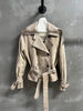 Women Suede Genuine Leather Trench Coat Jacket with Belt