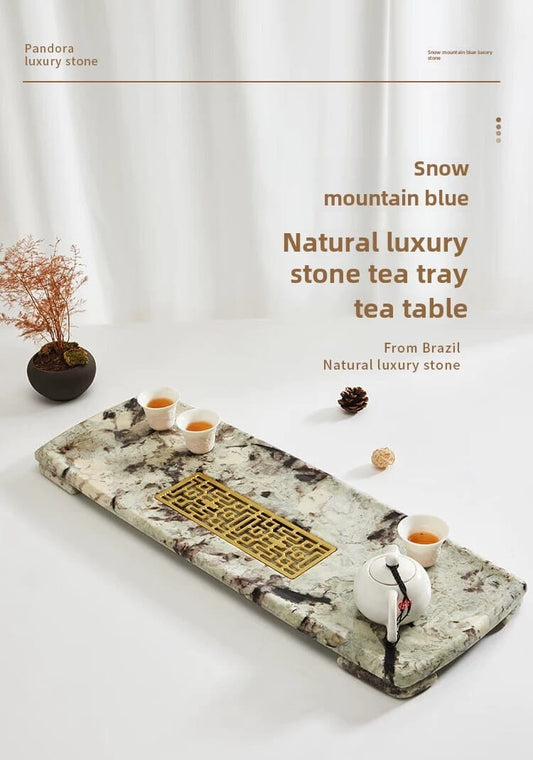 Snow Mountain Blue Luxury Marble Tea Tray