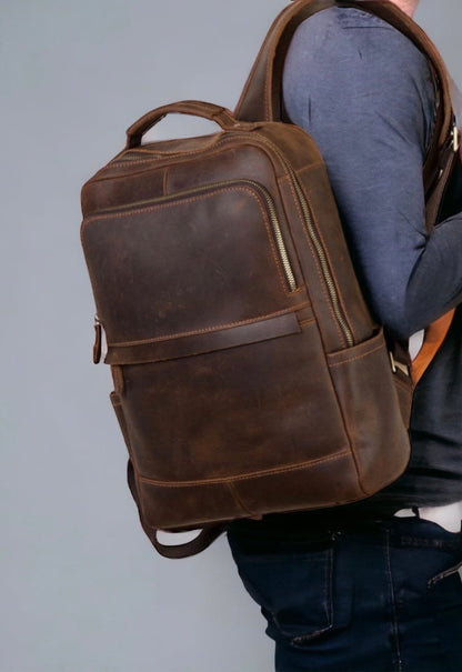 Vintage Brown Real Leather Backpack