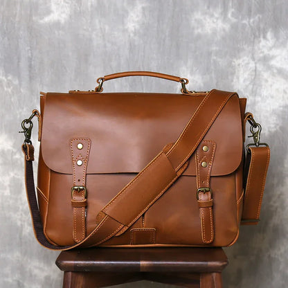 Leather messenger bag briefcase for men 2