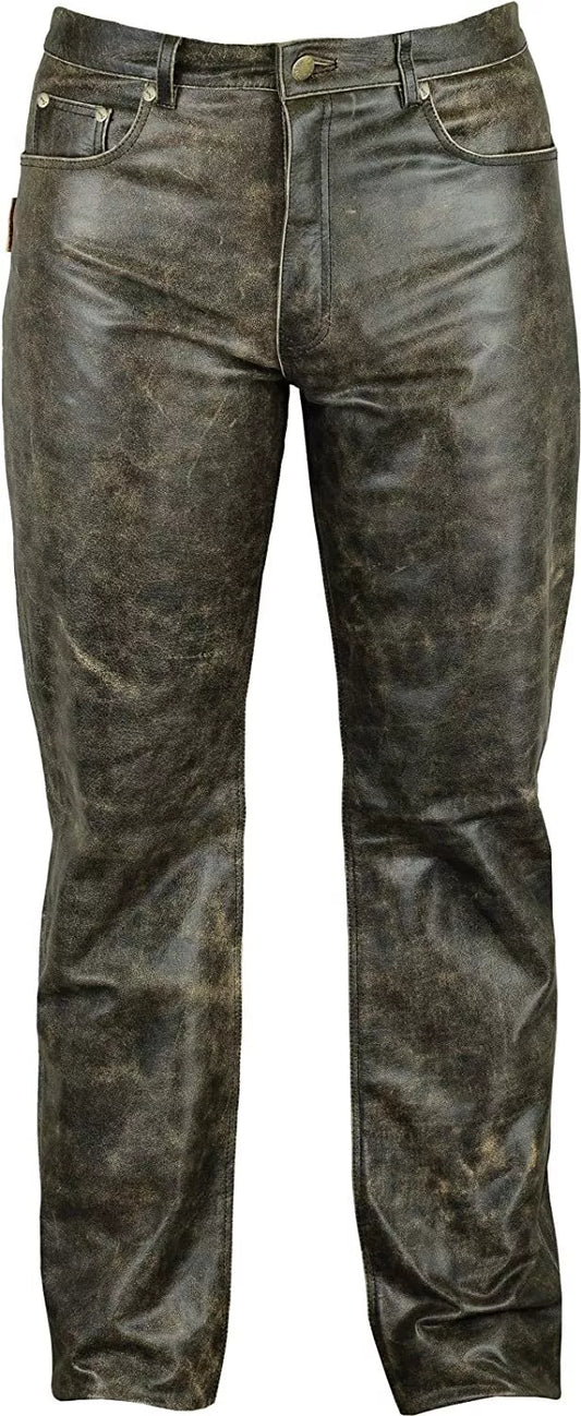 Men's distressed leather pant