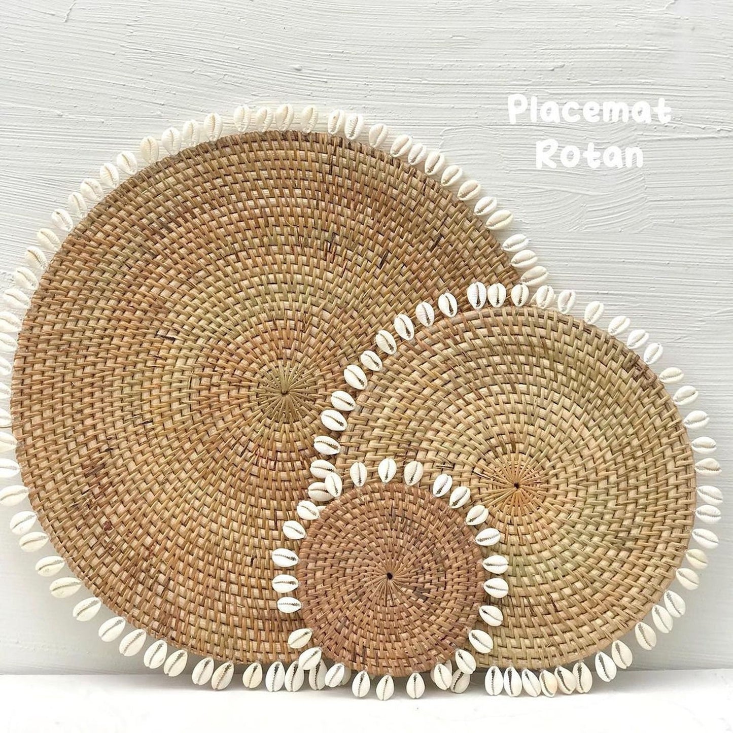 Round Woven Rattan Shell Placemats