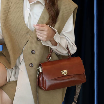Genuine Leather Small Flap Shoulder Bag Crossbody