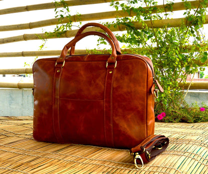 Real Leather Messenger Book Bag