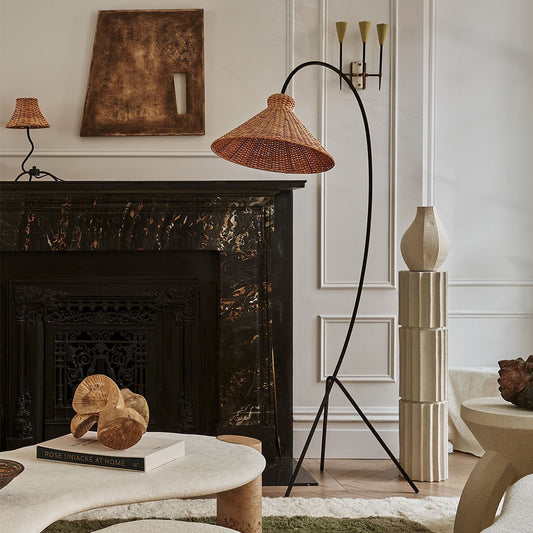 Wabi-Sabi Rattan Floor Lamp Nordic Corner Light