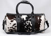 Cowhide Duffle Bag With Rivets Black White