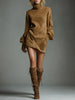 Women faux suede retro lapel mini dress 1 XS
