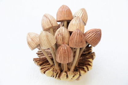 Carved Wooden Statue Mushroom Wall Deco