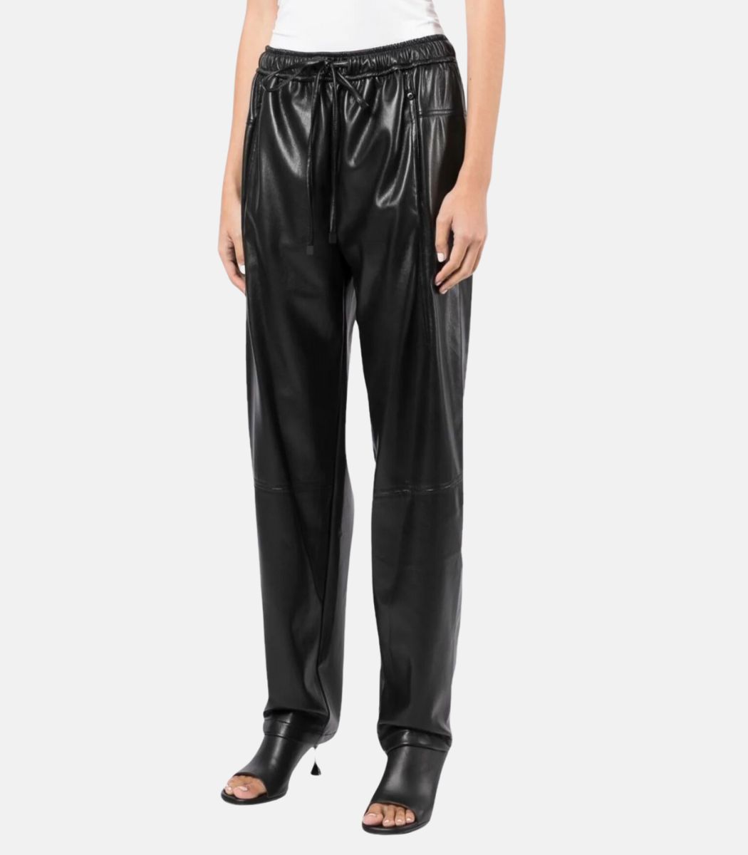 Ladies Leather Trouser With Elastic and Drawstring Waistband